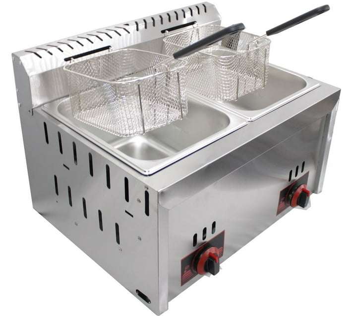 6L + 6L Golden Burner Double Tank Commercial Grade Gas Deep Fryer 12 L