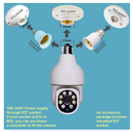 360 Degree Wifi Panaromic Camera with Screw Bulb Connection - Open Box