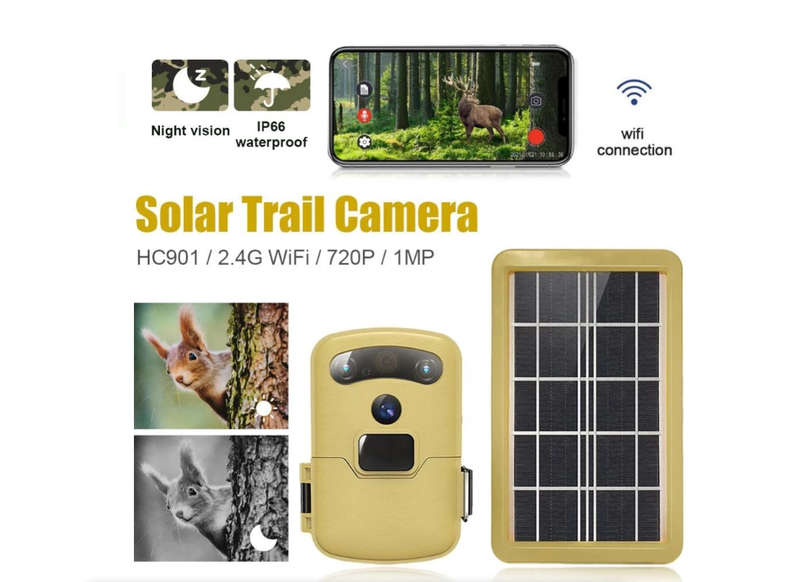 720P Solar Powered WIFI Trail Night Vision Two-way Intercom Hunting Camera - Open Box