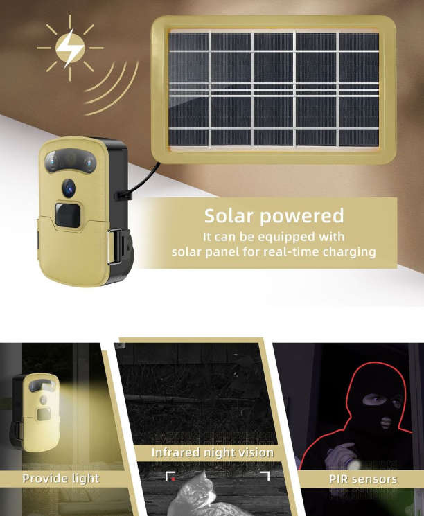 720P Solar Powered WIFI Trail Night Vision Two-way Intercom Hunting Camera - Open Box