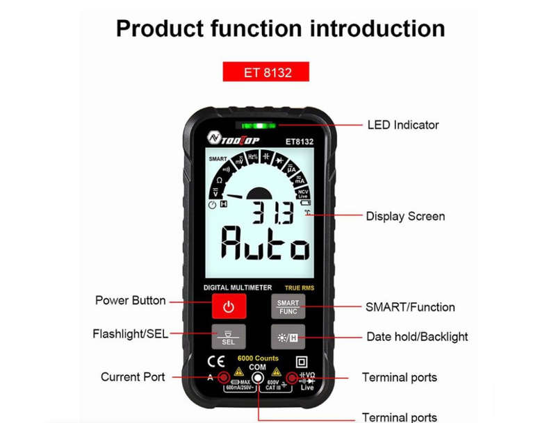 LED Display Screen Digital Multimeter Voltage Current Resistance Frequency