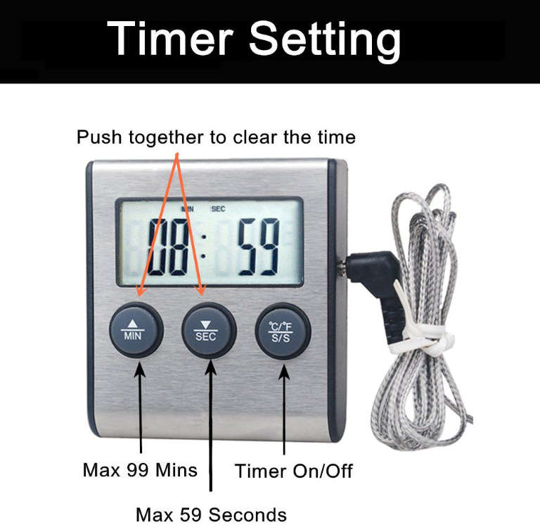 Multi-function Digital Grill BBQ Oven Meat Thermometer/Timer