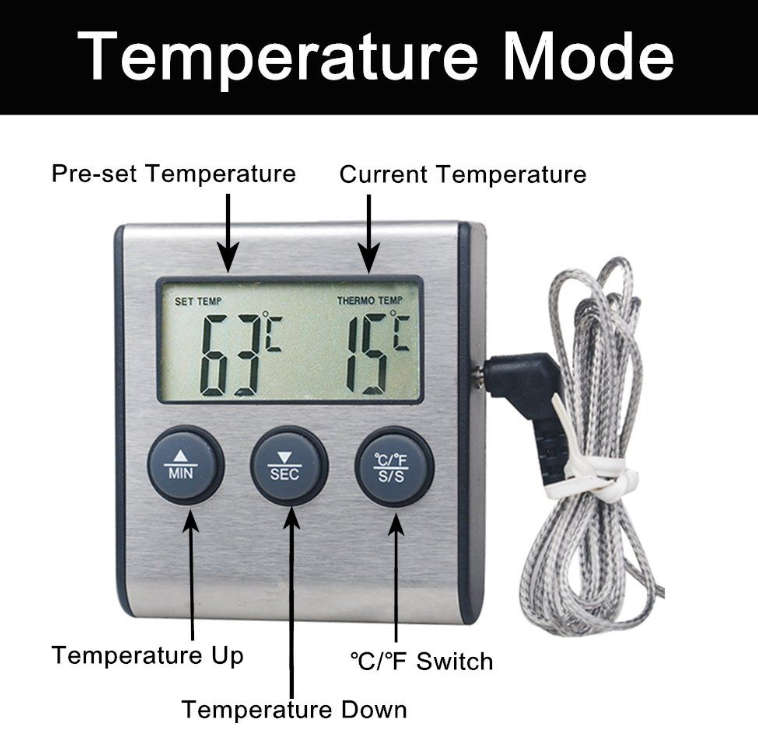 Multi-function Digital Grill BBQ Oven Meat Thermometer/Timer