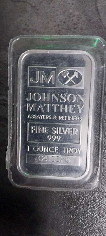 1oz PURE SOLID SILVER RECTANGULAR JM JOHNSON MATTHEY