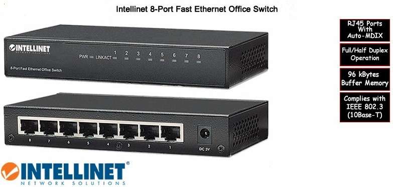 Intellinet 8 Port Fast Ethernet Office Switch