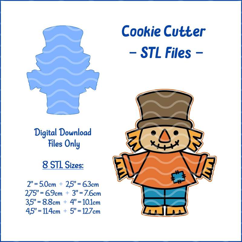 Digital Product - Scarecrow - Fall / Thanksgiving - 8 STL Cookie cutter files only