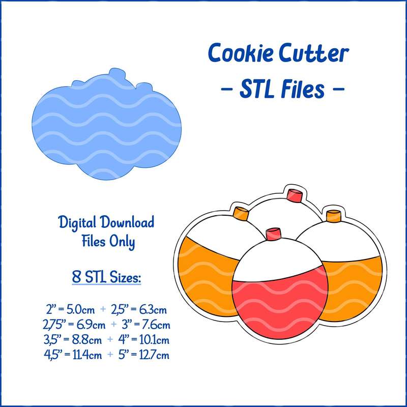 Digital Product - Fishing Bobbers - Father's day - 8 STL Cookie cutter files only