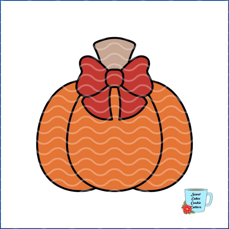 Digital Product - Pumpkin with Bow - Fall / Thanksgiving - 8 STL Cookie cutter files only