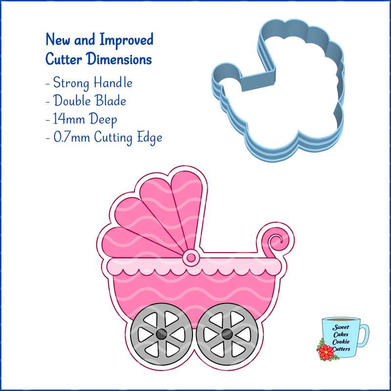 Digital Product - Baby Stroller - Baby Shower - 8 STL Cookie cutter files only