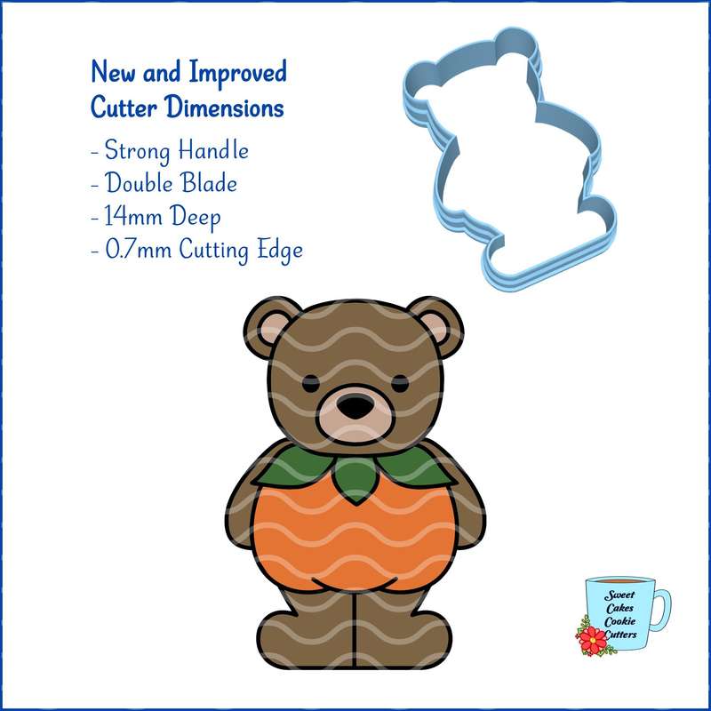 Digital Product - Pumpkin Bear - Fall / Thanksgiving - 8 STL Cookie cutter files only