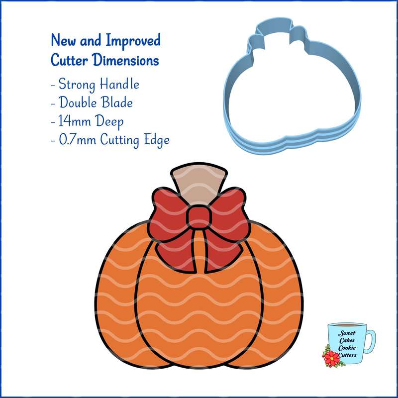 Digital Product - Pumpkin with Bow - Fall / Thanksgiving - 8 STL Cookie cutter files only