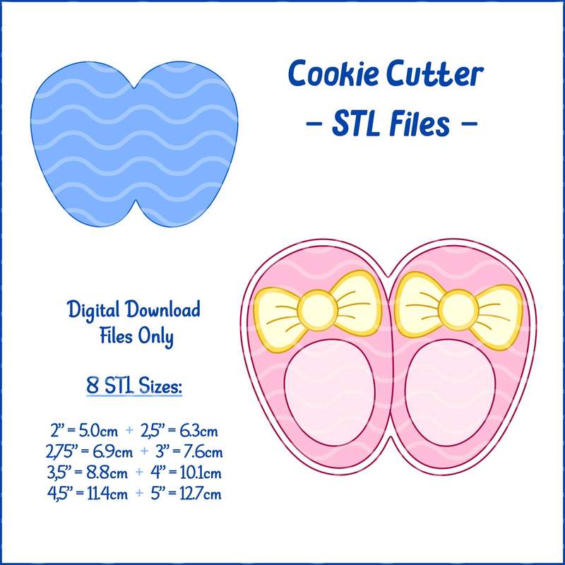 Digital Product - Baby Shoe - Baby Shower - 8 STL Cookie cutter files only