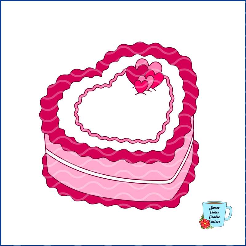 Digital Product - Heart Shape Cake - 8 STL Cookie cutter files only