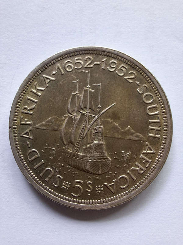2 5 shillings 1952 George VI silver coins South Africa