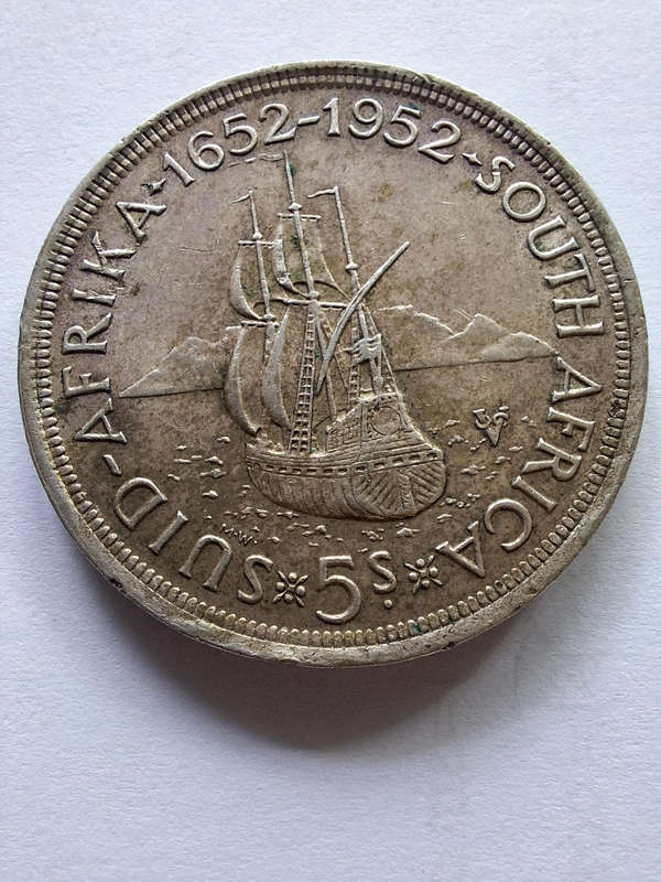 2 5 shillings 1952 George VI silver coins South Africa