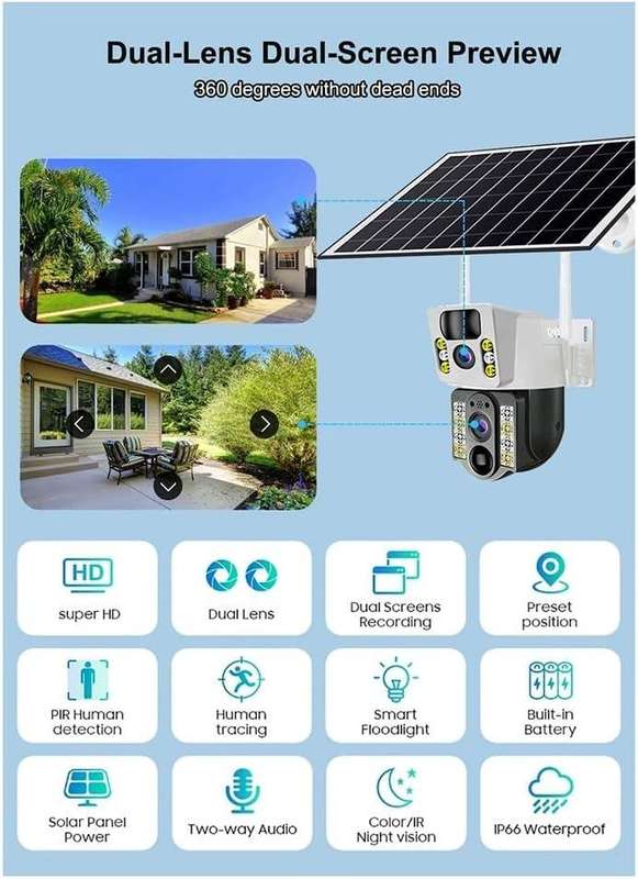 2 Lens 4G Solar Power Camera 128GB Storage