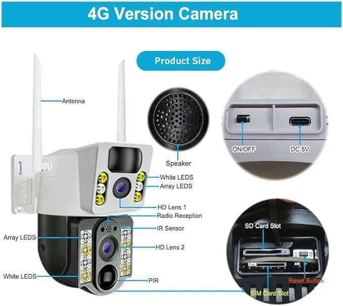 2 Lens 4G Solar Power Camera 128GB Storage