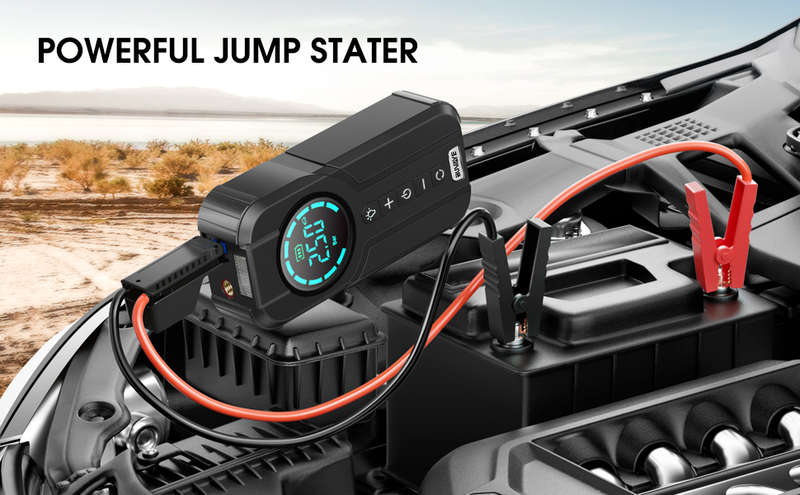 Smart Portable Lithium Jump Starter Power Bank Portable Air Compressor Car Battery Booster