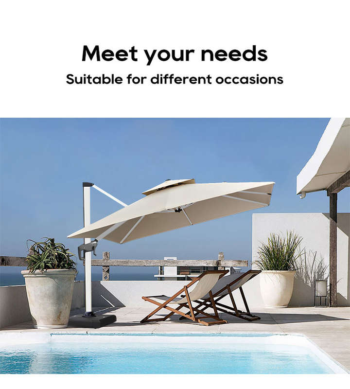 Roma Italia Luxury Cantilever Patio Umbrella with LED Lights
