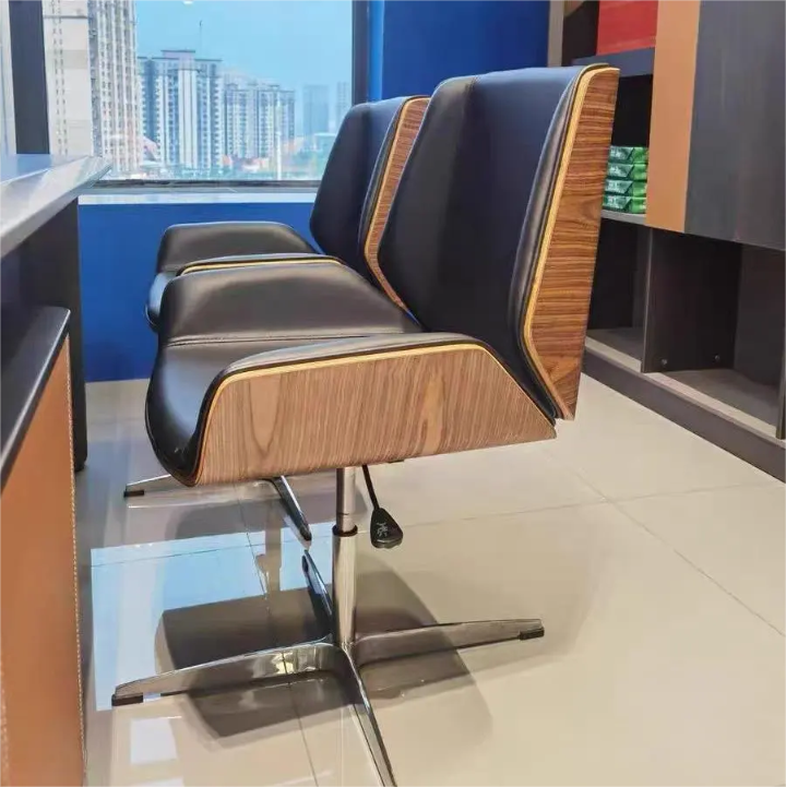 Solid Wood Leather Armless Executive Work Chair