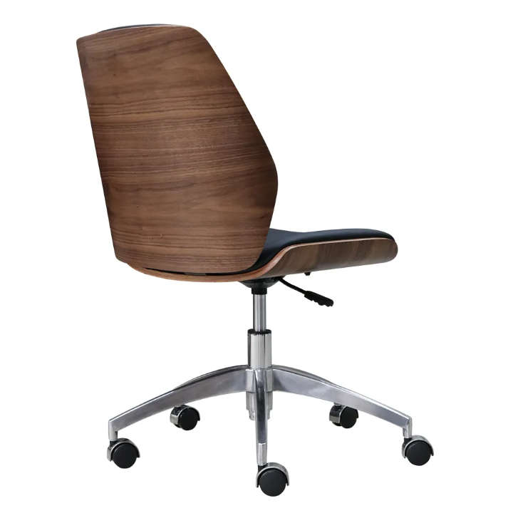 Solid Wood Leather Armless Executive Work Chair