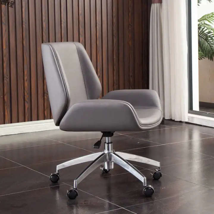 Office Chair Solid Wood Leather Armless Executive Work Chair