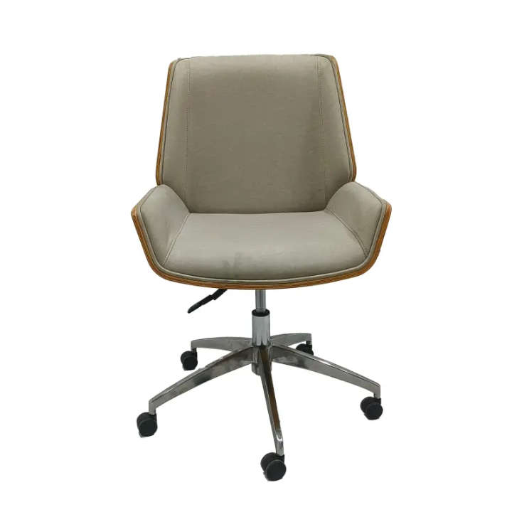 Office Chair Solid Wood Leather Armless Executive Work Chair