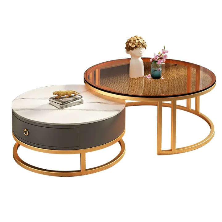 Modern Round Marble Nesting Coffee Table Set