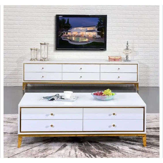Luxury High-Gloss Coffee Table & TV Stand Set