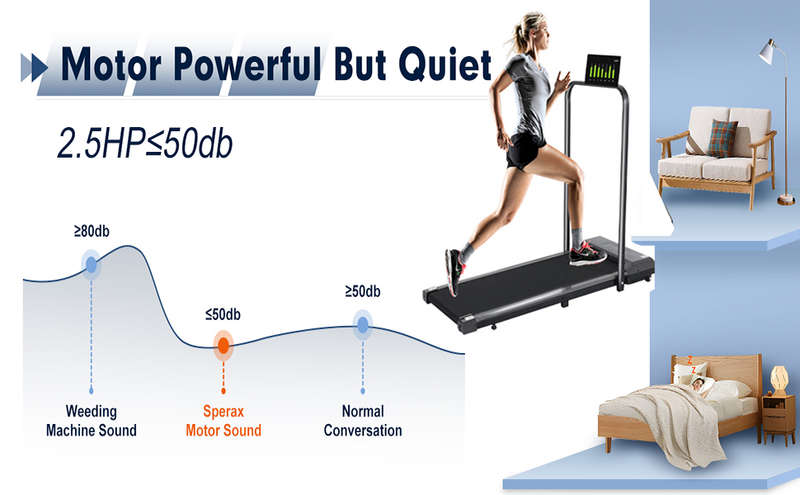 Foldable Treadmill, 300 lb Capacity Walking Pad 2.5HP Treadmill Under Desk, Portable Treadmill