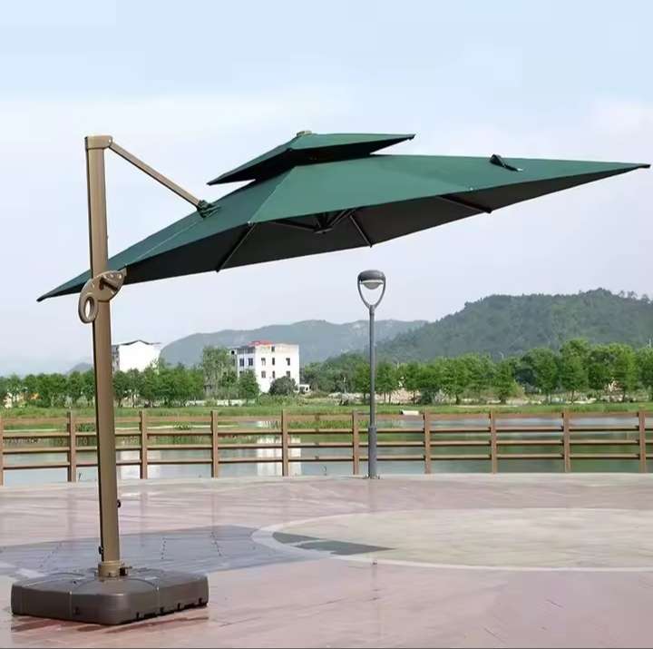 Roma Italia Luxury Cantilever Patio Umbrella with LED Lights