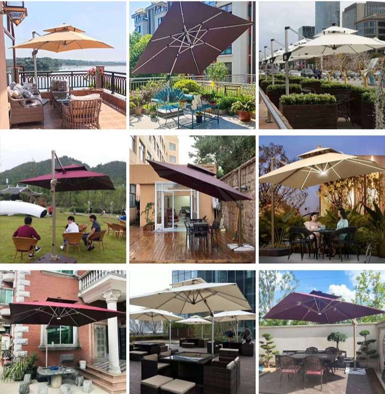 Roma Italia Luxury Cantilever Patio Umbrella with LED Lights