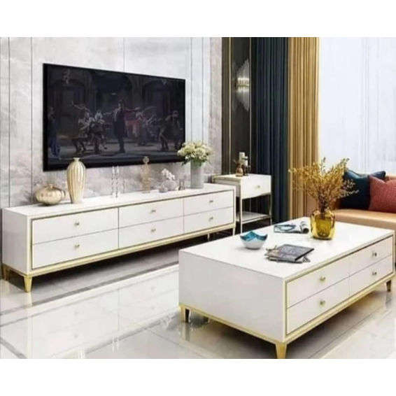 Luxury High-Gloss Coffee Table & TV Stand Set