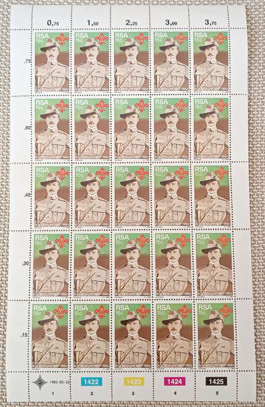 RSA  1982 15c BOY SCOUTS FULL SHEET MNH