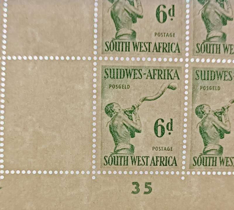SWA 1954  6d CYLINDER 35 REVERSED WATERMARK SACC 187a MNH VERY SCARES,HIGH CAT.VALUE !