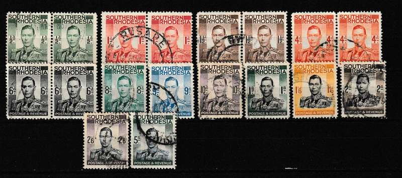 SOUTHERN RHODESIA 1937 KING GEORGE USED SET