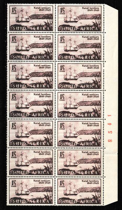 UNION 1949 BRITISH SETTLERS, MNH WITH LISTED VARIETY.