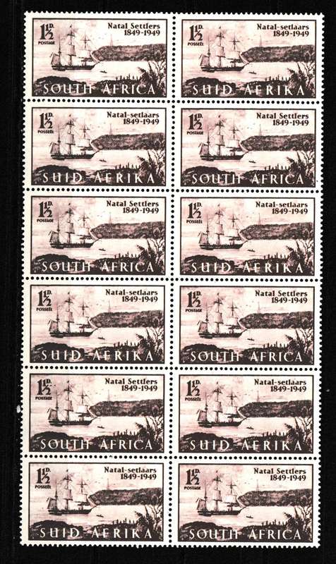 UNION 1949 NATAL SETTLERS BLOCK MNH