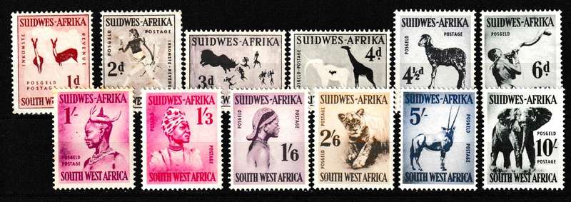 SWA 1954 DEF. ISSUE 5 TOP VALUES MNH REST MH