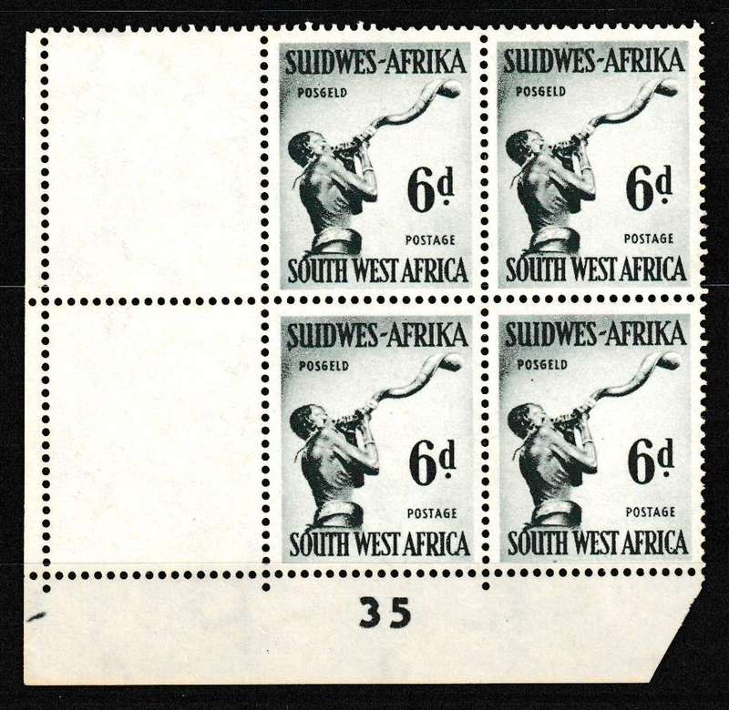 SWA 1954  6d CYLINDER 35 REVERSED WATERMARK SACC 187a MNH VERY SCARES,HIGH CAT.VALUE !