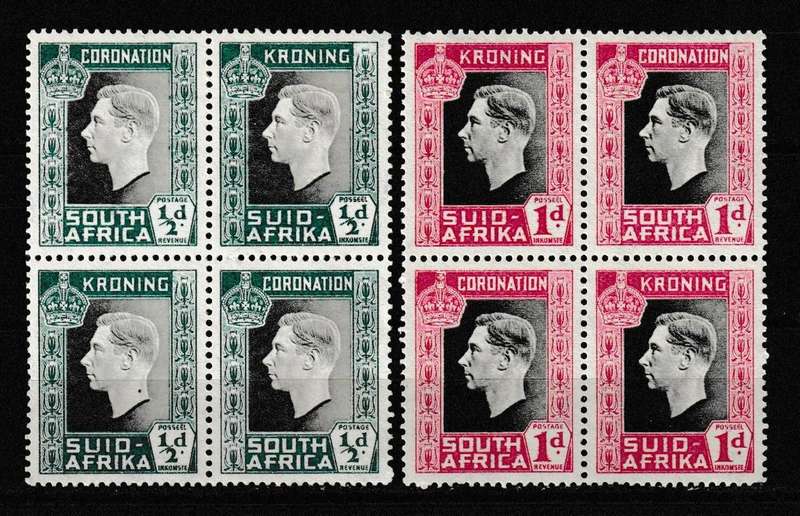 UNION 1937 CORONATION 2 X MH BLOCKS