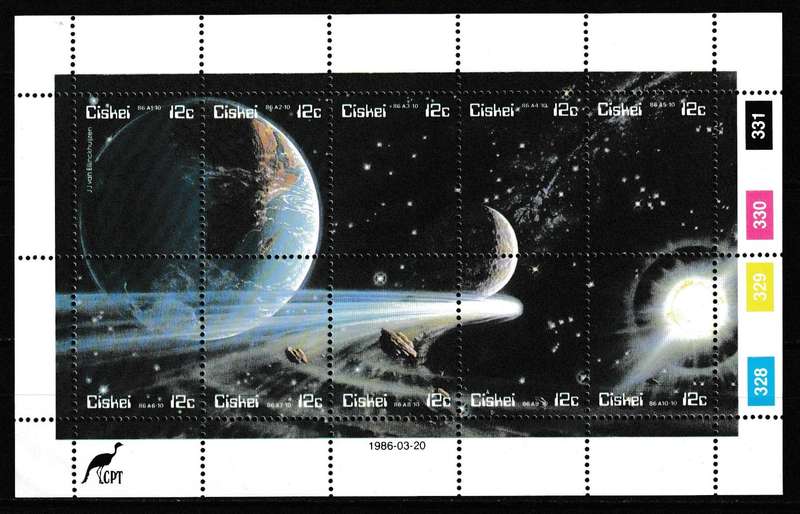 CISKEI 1986 HALLEYS COMET SHEETLET