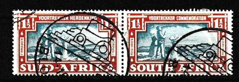 UNION 1938 VOORTREKKERS 1 1/2d PAIR FINE USED
