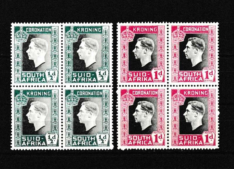 UNION 1937 CORONATION 2 X FINE BLOCKS
