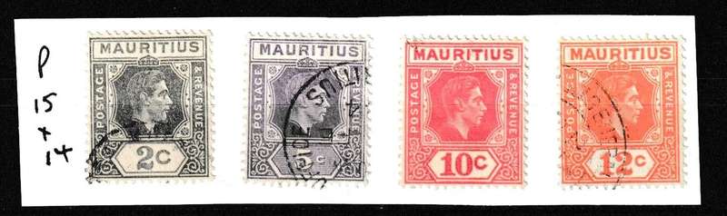 MAURITIUS 1938 PERF 15 X 14