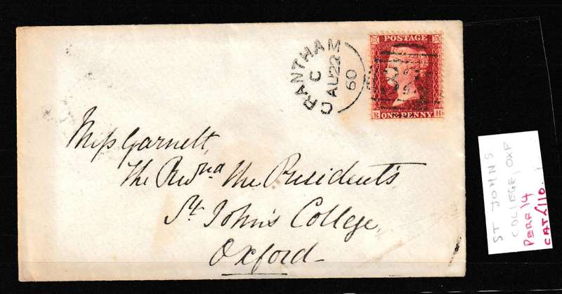GREAT BRITAIN 1860 1 PENNY RED ENVELOPE TO OXFORD,VERY FINE AND CLEAR CANCEL!
