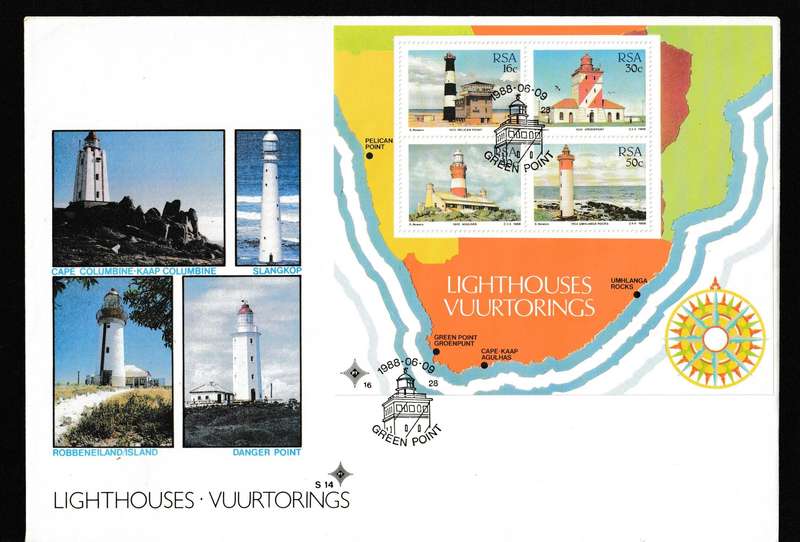 RSA 1988 LIGHTHOUSES LARGE FDC