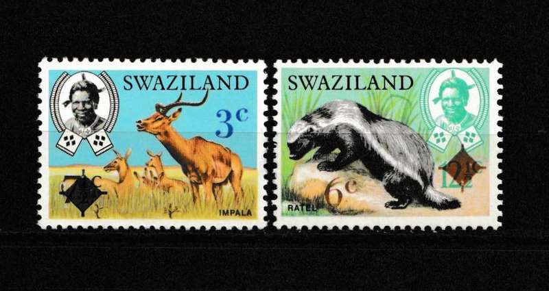 SWAZILAND 1975 ANIMALS SURCHARGED