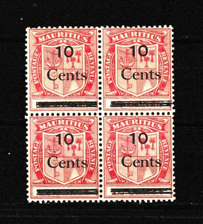 MAURITIUS 10c  OVERPRINT BLOCK MNH