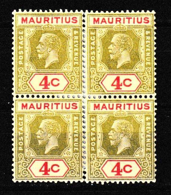 MAURITIUS 4c BLOCK SPLIT PERFS